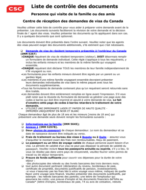 Liste de contrôle des documents