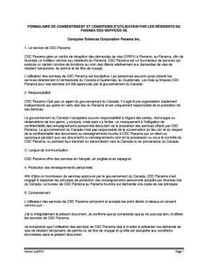 FORMULAIRE DE CONSENTEMENT ET CONDITIONS D’UTILISATION PAR LES RÉSIDENTS DU PANAMA