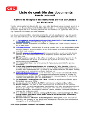 Liste de contrôle des documents