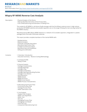 Wispry RF MEMS Reverse Cost Analysis - Research and Markets