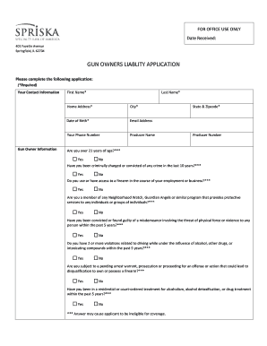 Gun Owners Liability Application