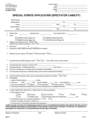 Special Events Application Spectator Liability