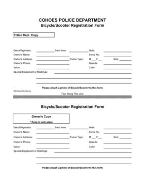 Bicycle Scooter Registration Form