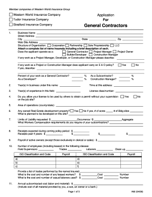 Western World Insurance Group General Contractor Application