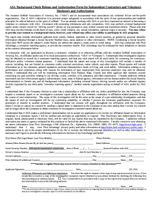ASA Background Check Release and Authorization Form