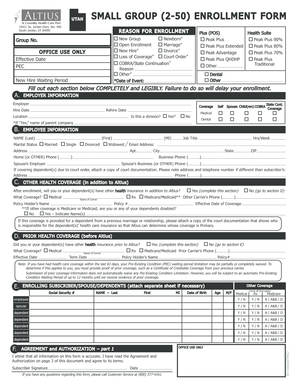 U.S. Small Group Health Insurance Enrollment Form