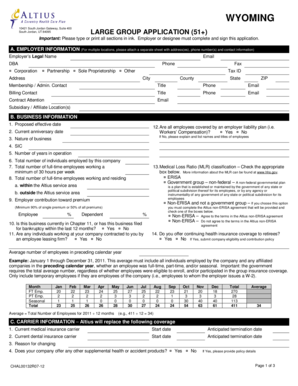 Large Group Health Insurance Application