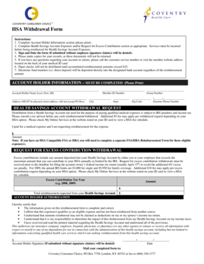 HSA Withdrawal Form