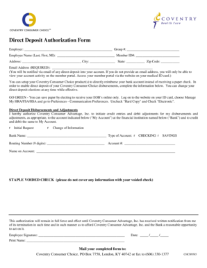Direct Deposit Authorization Form
