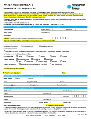 Water Heater Rebate Form