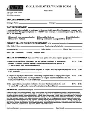 Small Employer Health Insurance Waiver Form