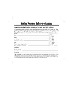 Berlitz Premier Software Rebate Form