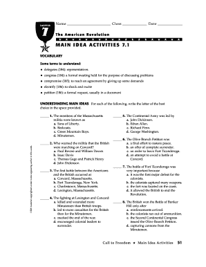 American Revolution Worksheet