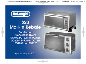 De'Longhi Toaster Oven Mail-In Rebate Form