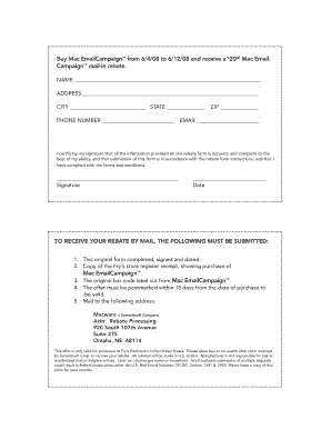 Mac EmailCampaign Rebate Form