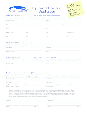 Equipment Financing Application