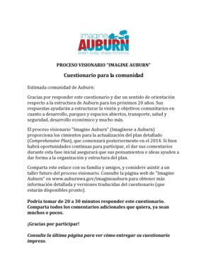 Cuestionario para el proceso visionario Imagine Auburn