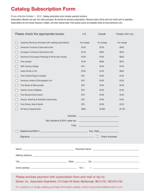 Catalog Subscription Form