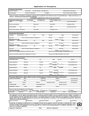 Application for Occupancy