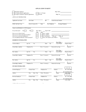 Application to Rent Form 501