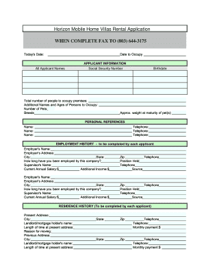 Residential Rental Application Form