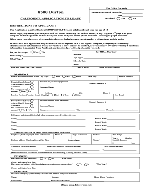 California Application to Lease