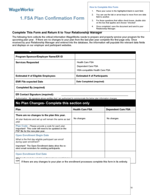 FSA Open Enrollment Confirmation Form