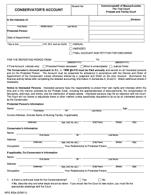 Massachusetts Conservator's Final Account and Discharge