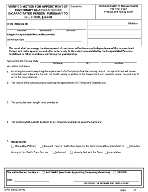 Motion for Appointment of Temporary Guardian