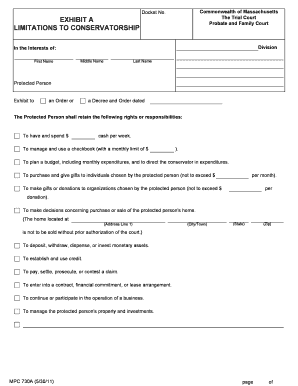 Conservatorship Rights and Limitations Form
