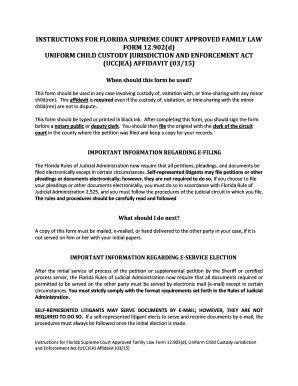Florida UCCJEA Affidavit Form 12.902(d)