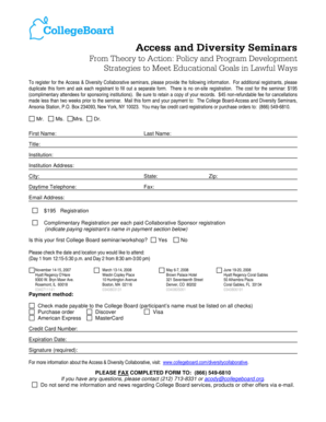 Access and Diversity Seminars Registration Form