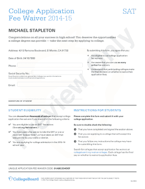College Application Fee Waiver Form