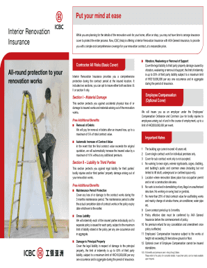 Interior Renovation Insurance Form