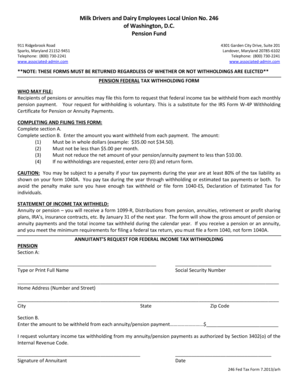 Pension Federal Tax Withholding Form