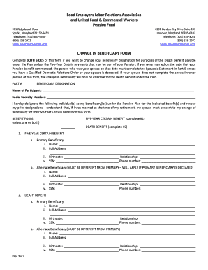 Pension Beneficiary Change Form