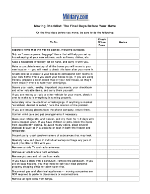 Moving Checklist