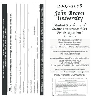 John Brown University Student Insurance Waiver Form