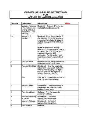 CMS-1500 Billing Instructions for Applied Behavioral Analysis