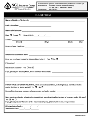 National Guardian Life Insurance Claim Form