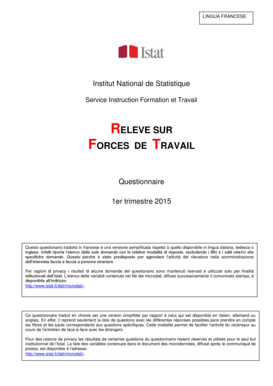 Questionnaire sur les forces de travail
