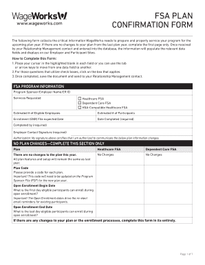 FSA Plan Confirmation Form