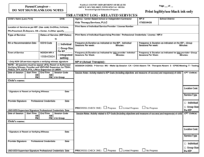 Nassau County Preschool Special Education Treatment Log