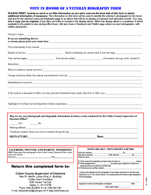 Veteran Biography Form