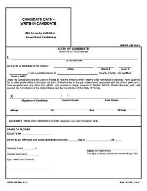 Candidate Oath for Write-In Candidates