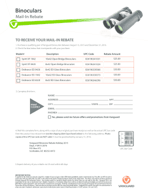 Vanguard Binoculars Mail-In Rebate