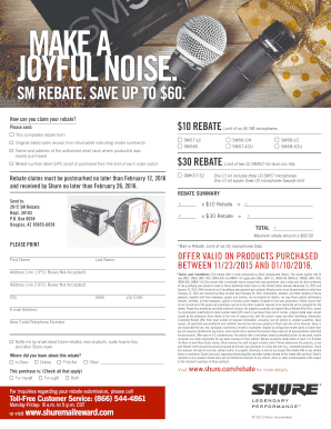 Shure Microphone Rebate Form