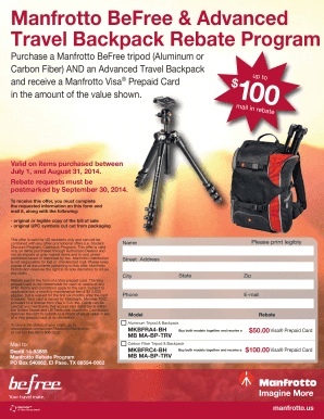 Manfrotto Rebate Form