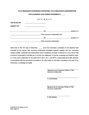 Title Insurance Experience Reporting Form