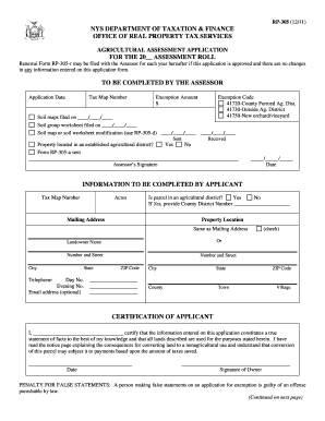 New York Agricultural Assessment Application